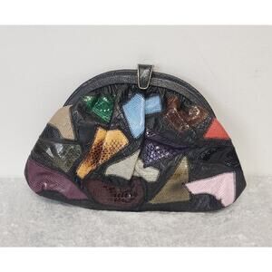 Vintage Original by CAPRICE Women Multi-Color Snakeskin Patchwork Clutch Handbag